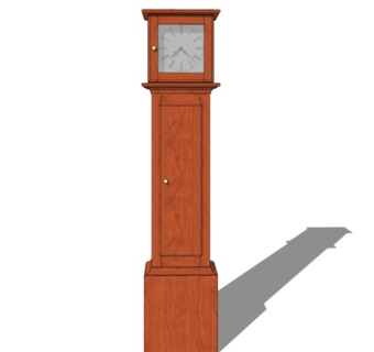 欧式实木落地钟表su模型