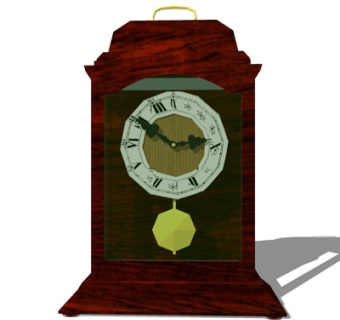 欧式实木落地钟表su模型