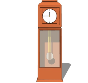 欧式实木落地钟表su模型