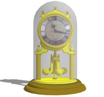 欧式金属落地钟表su模型