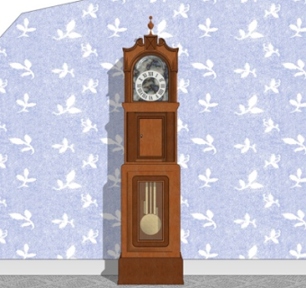 欧式实木落地钟表su模型