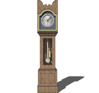 欧式实木落地钟表su模型