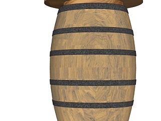 现代实木酒桶su模型