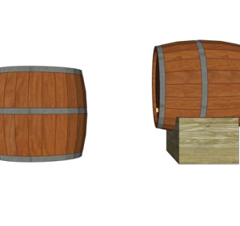 现代实木酒桶su模型