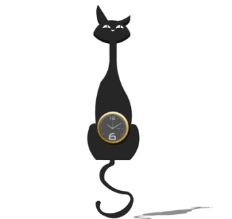 现代黑猫落地钟表su模型