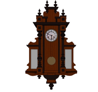 欧式实木落地钟表su模型