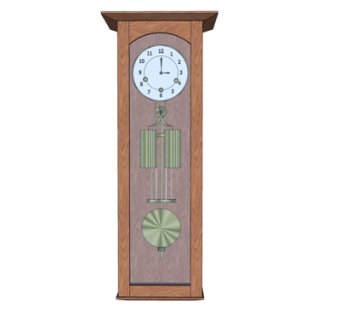 现代实木落地钟表su模型