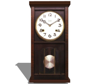 现代实木落地钟表su模型