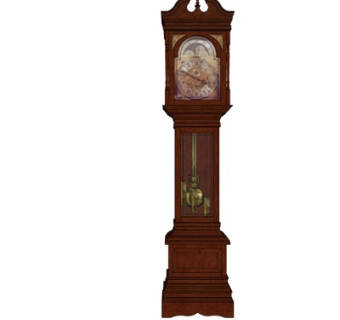 欧式实木落地钟表su模型