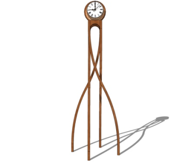 欧式实木落地钟表su模型