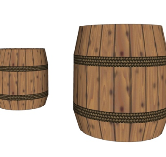 现代实木酒桶su模型
