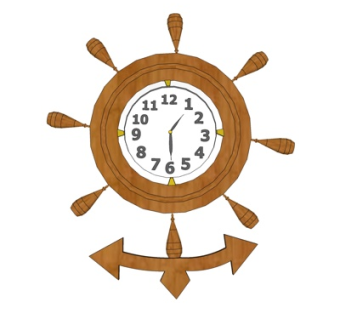 现代实木挂钟su模型