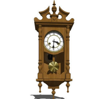 欧式实木挂钟su模型