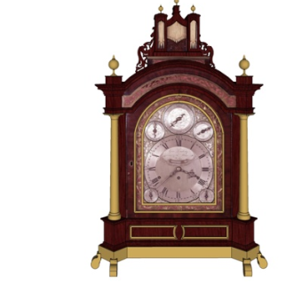 欧式实木落地钟表su模型