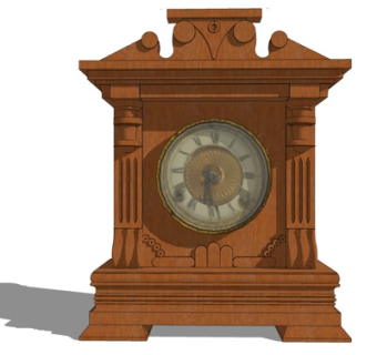 欧式实木落地钟表su模型