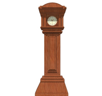 欧式实木落地钟表su模型