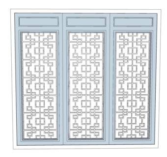 现代玻璃推拉门su模型