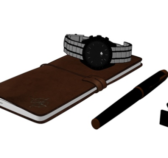 现代笔记本手表摆件su模型