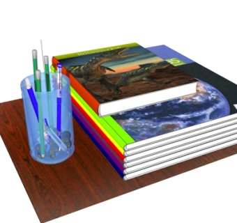 现代书籍铅笔摆件su模型