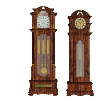 欧式实木落地钟表su模型