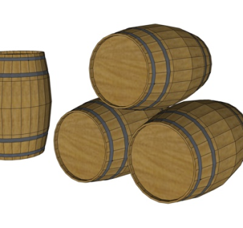 现代实木酒桶su模型