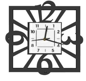 现代创意方形挂钟su模型