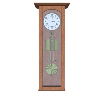 现代实木落地钟表su模型