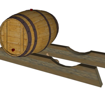 现代实木酒桶su模型
