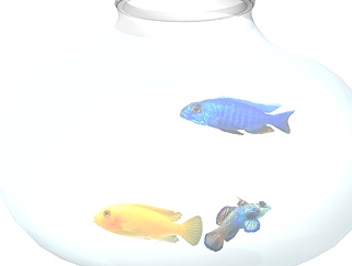 现代<em>玻璃</em>鱼缸su模型