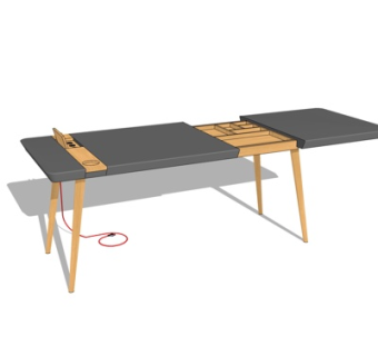 现代实木书桌su模型