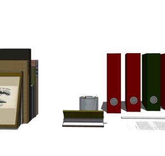 现代书籍装饰画摆件su模型