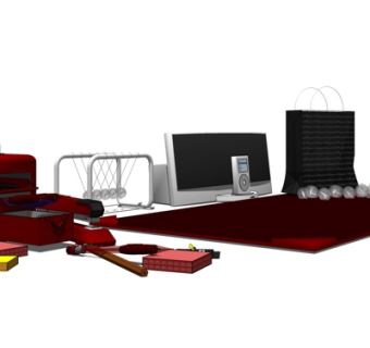 现代化妆品摆件su模型