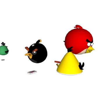 现代愤怒的小鸟玩具su模型