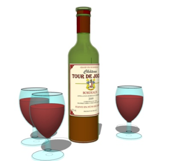 现代波尔多红酒su模型