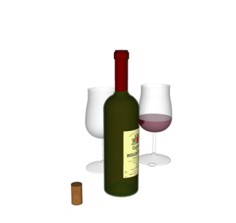 现代红酒酒水su模型