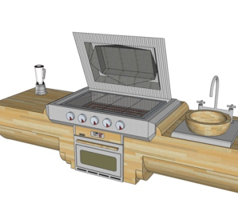 现代烧烤炉su模型