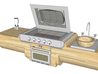 现代烧烤炉su模型