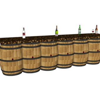 现代酒桶组合su模型