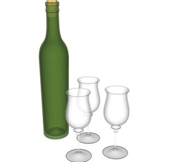 现代酒水酒杯su模型