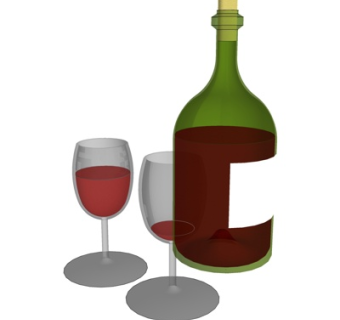 现代红酒红酒杯su模型