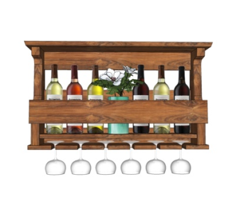 现代实木酒架su模型