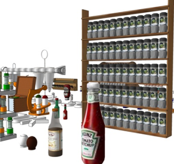 现代调料酒水组合su模型