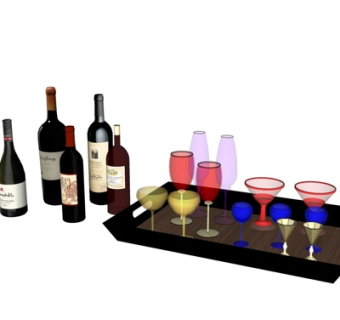 现代红酒红酒杯su模型