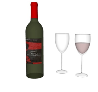现代红酒红酒杯su模型