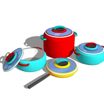 现代平底锅汤锅su模型