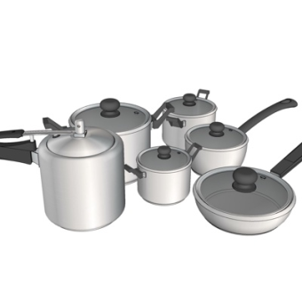 现代汤锅组合su模型