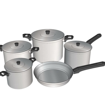 现代平底锅汤锅su模型