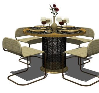 现代餐桌su模型