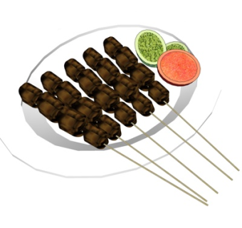 现代烤串su模型