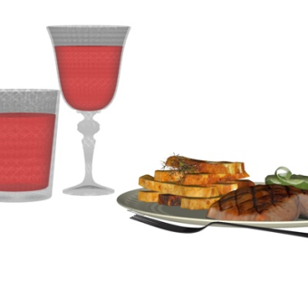 现代西餐su模型